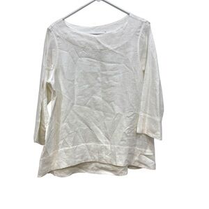 South Street Linen 100% Linen Wide Sleeve Tunic Blouse White Womens 0/Large